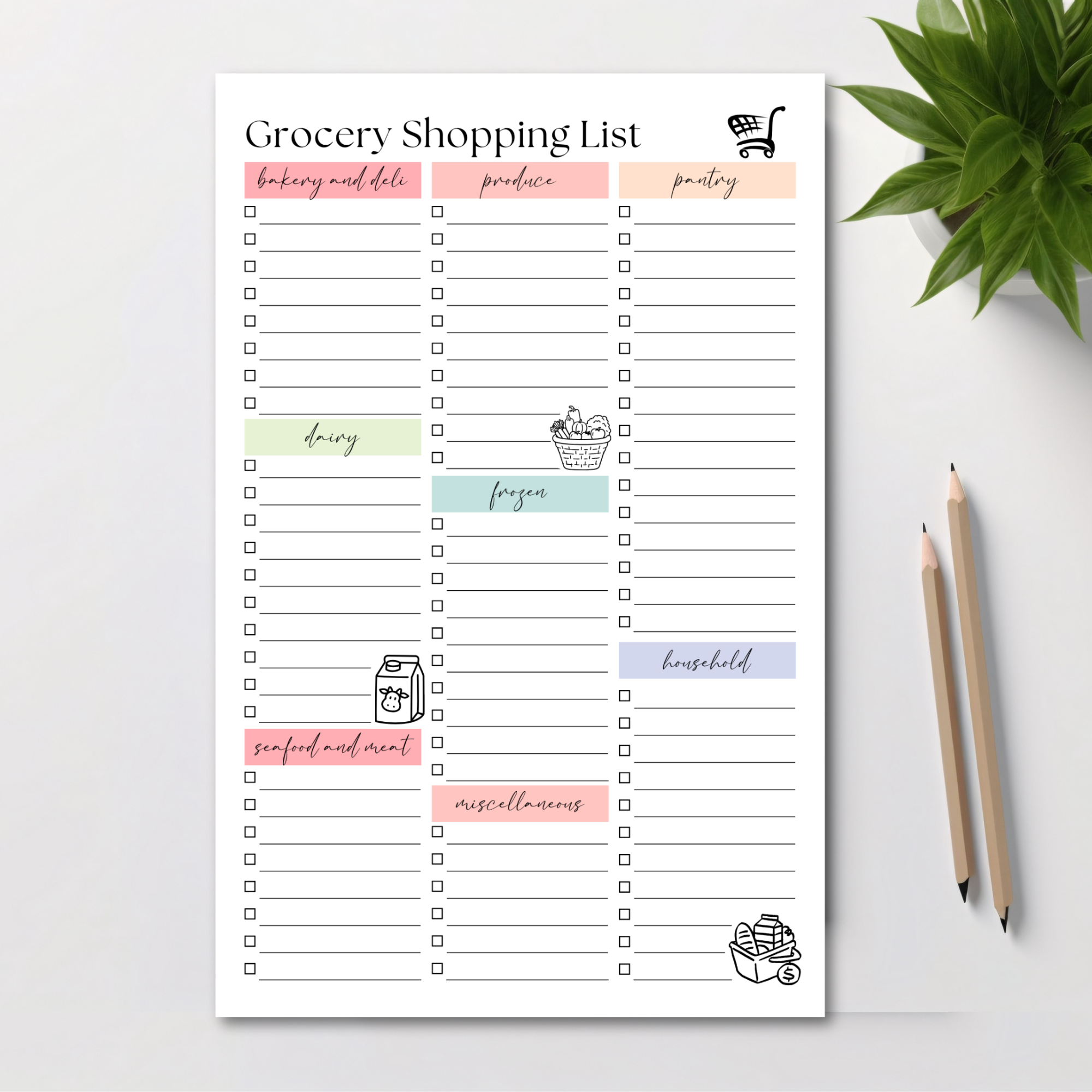 Grocery Shopping List: 50-Page Notepad