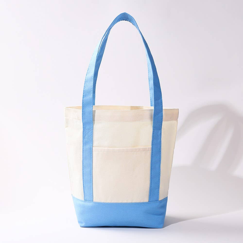 Medium Cotton Canvas Shoulder Tote Bag | 40P612: Blue