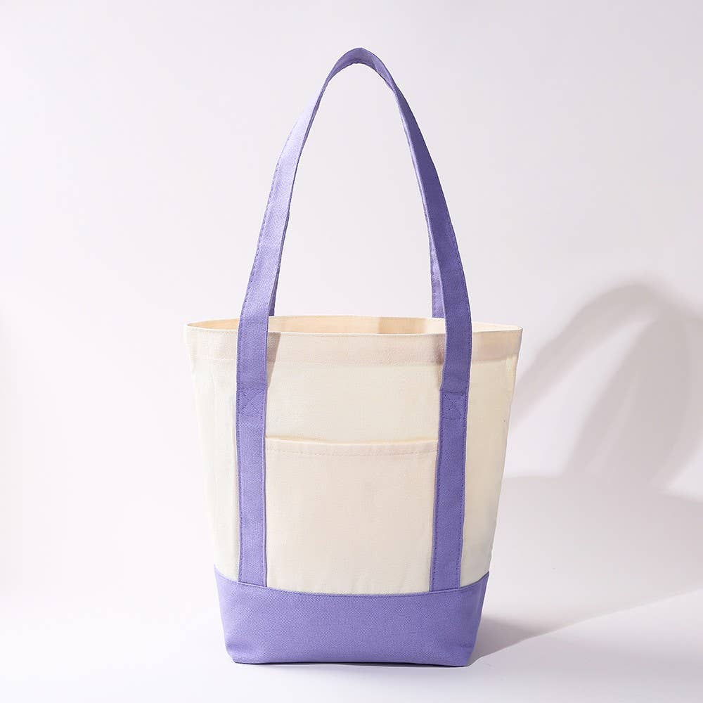 Medium Cotton Canvas Shoulder Tote Bag | 40P612: Blue