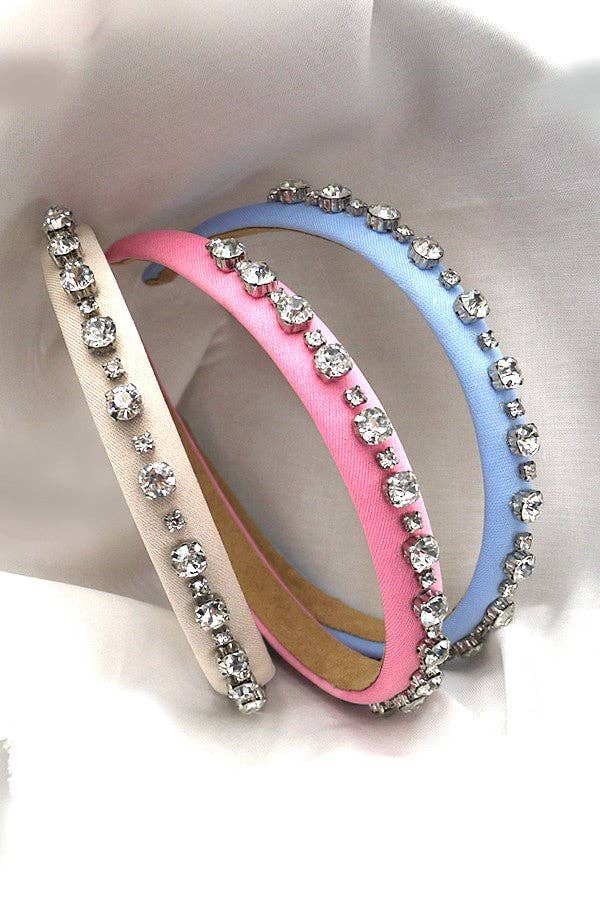 RHINESTONE EMBELLISHED PUFFED HEADBAND | 40HB118: PINK
