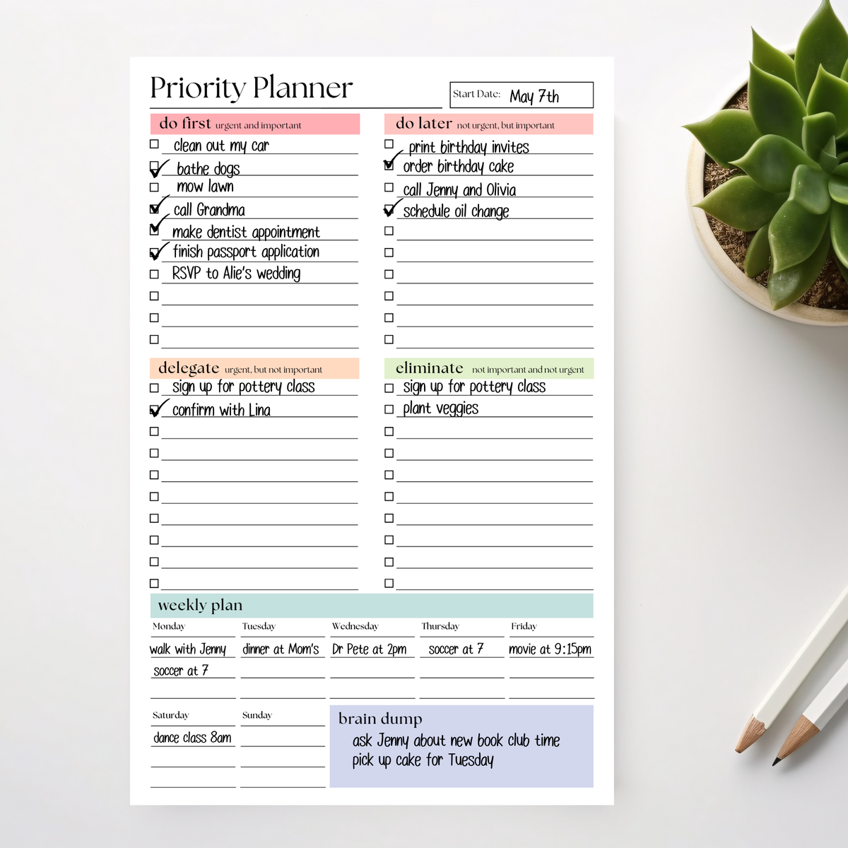 Priority Planner To Do Checklist: 50-Page Tear-Off Notepad