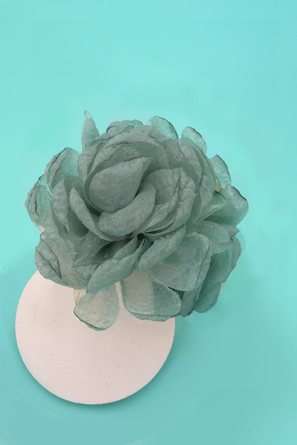 ROSE PETAL SHEER FABRIC HAIR CLAW CLIPS | 40H622: OFF WHITE