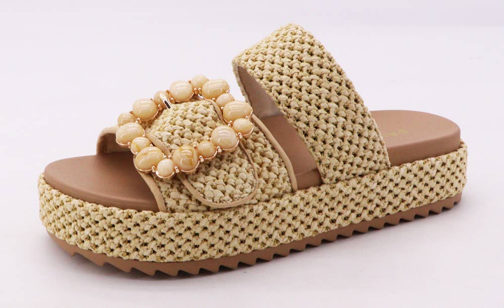 NEWYORK RAFFIA PLATFORM, B-NEWYORK-77: Natural / 12A