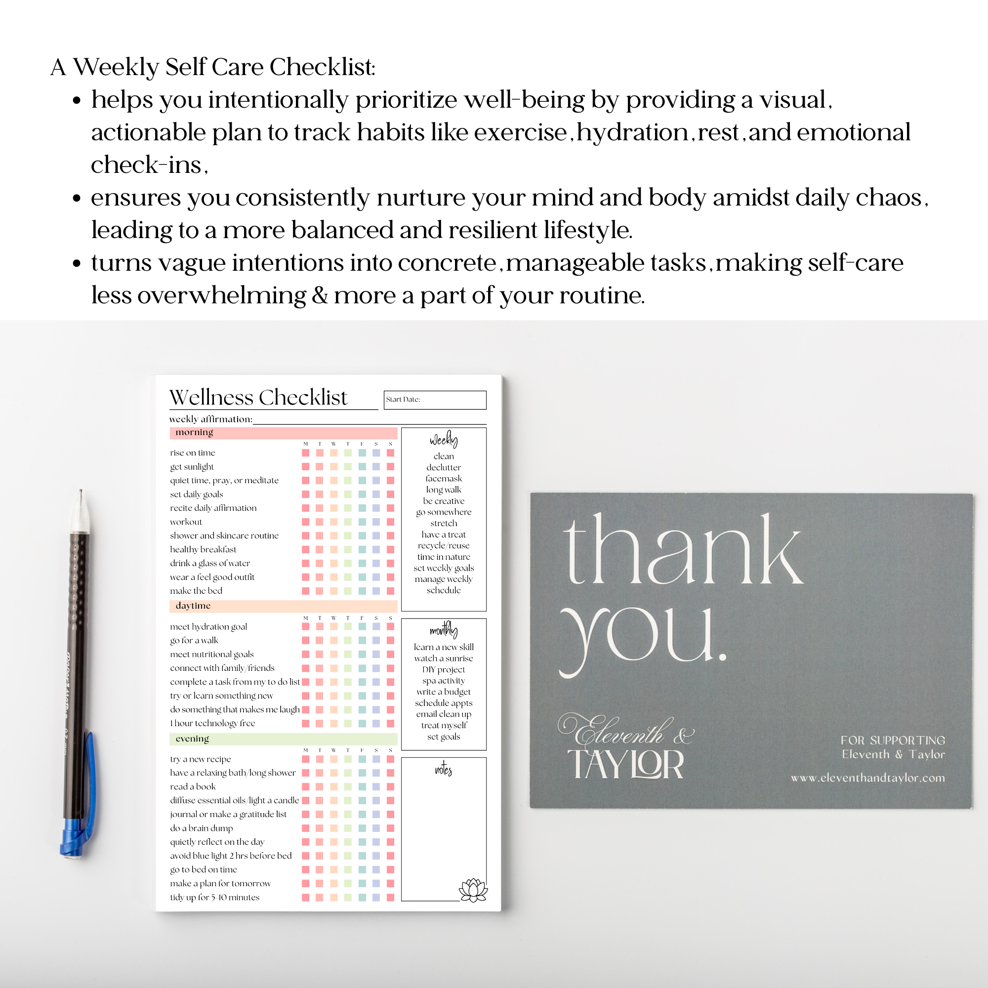 Weekly Self-Care Planner: 50 Page Tear-Off Notepad