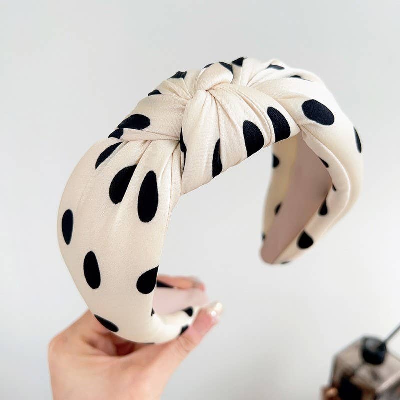 SOFT KNOTTED POLKA DOT HEADBAND HAIR BAND | 40HB188: POLKA DOT BLACK