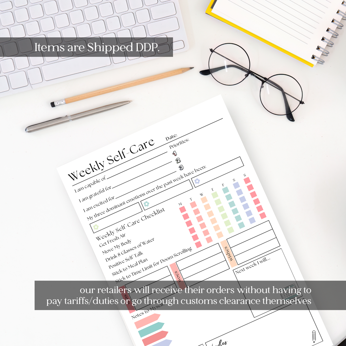 Weekly Self-Care Planner: 50 Page Tear-Off Notepad