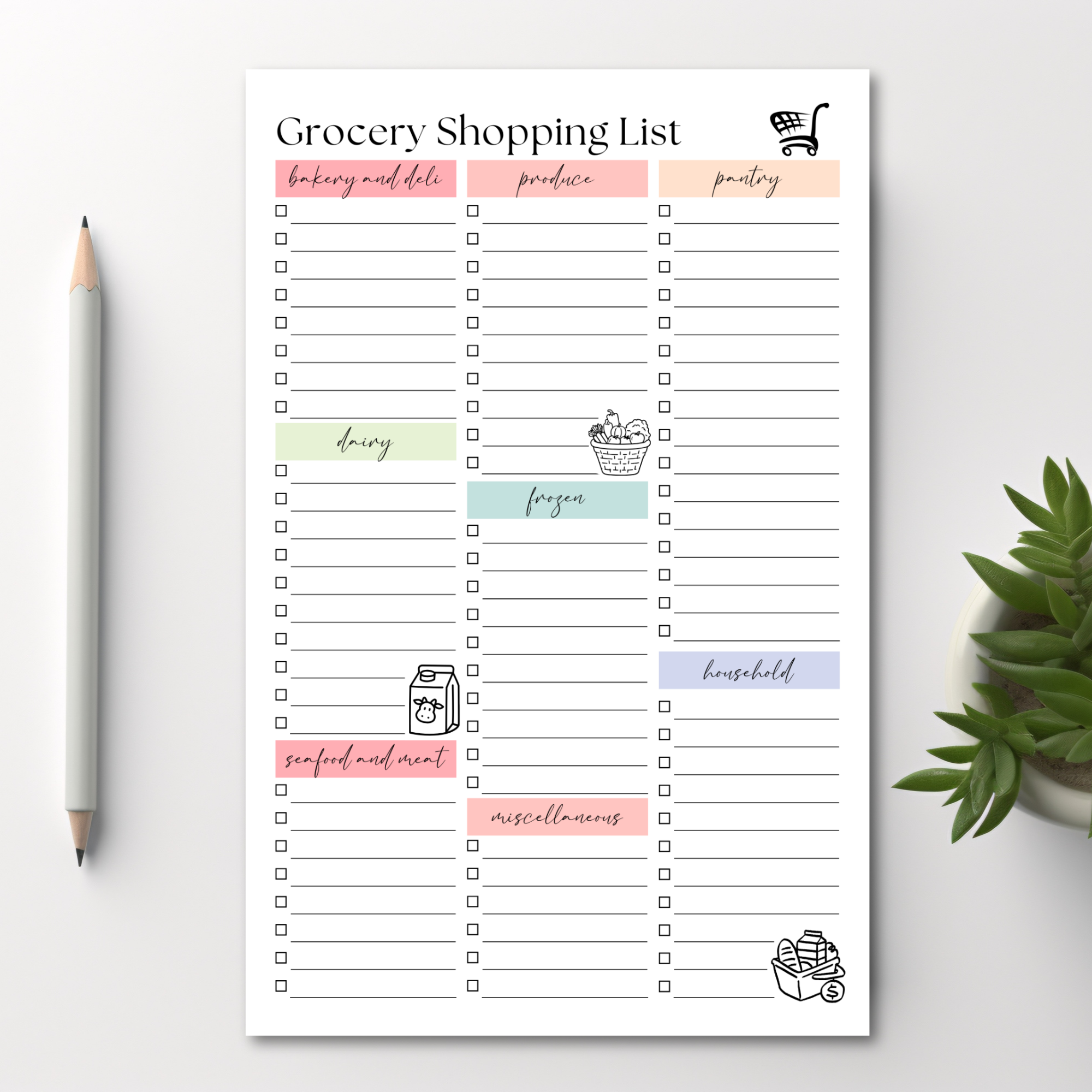 Grocery Shopping List: 50-Page Notepad