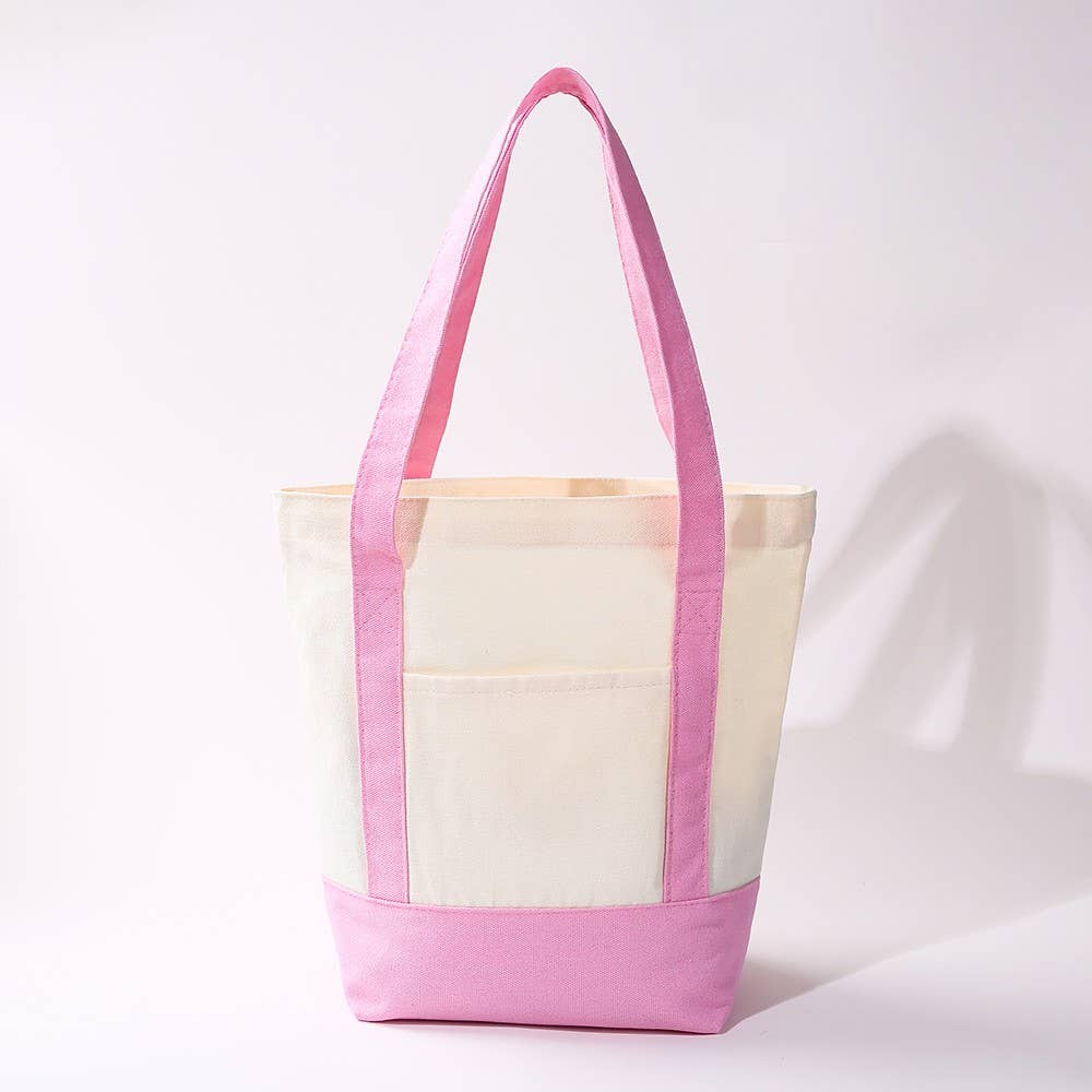 Medium Cotton Canvas Shoulder Tote Bag | 40P612: Lavender