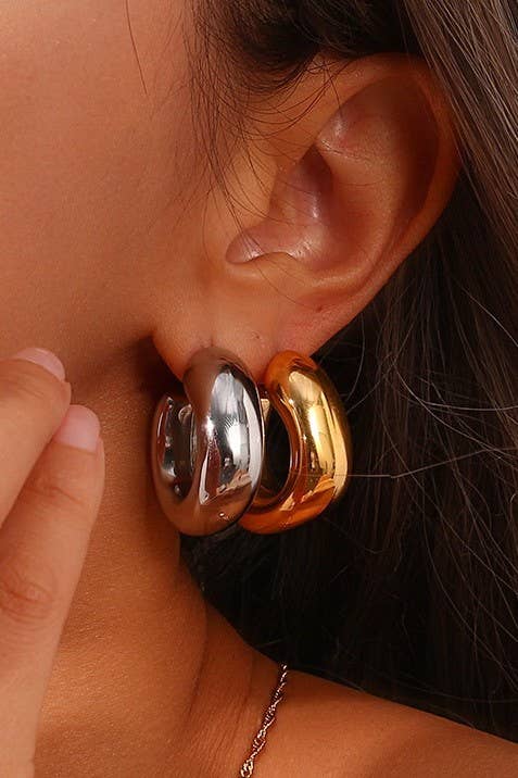 18K STAINLESS STEEL WATERPROOF TARNISH FREE HOOPS | 40E405: GOLD