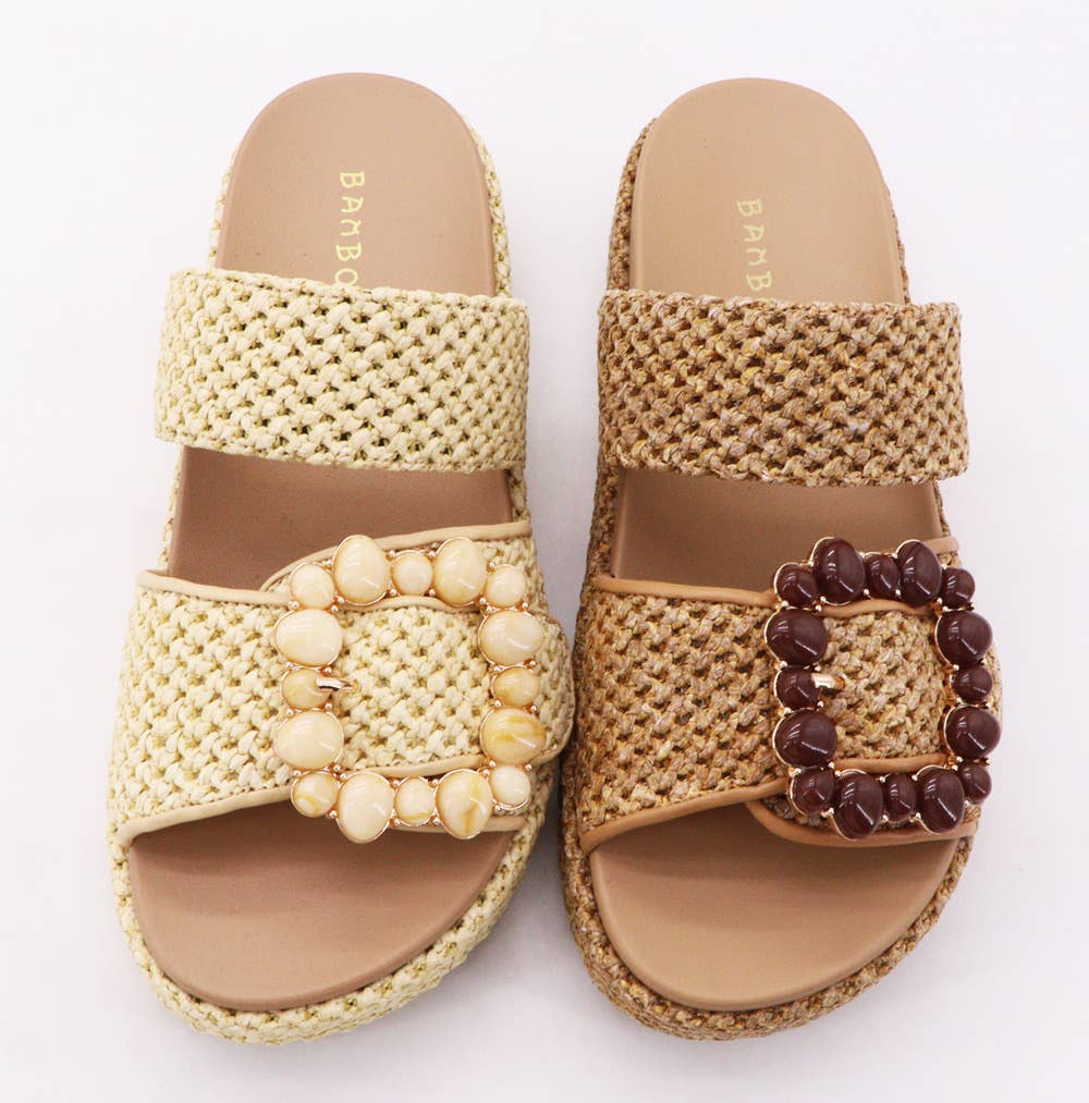 NEWYORK RAFFIA PLATFORM, B-NEWYORK-77: Natural / 12A