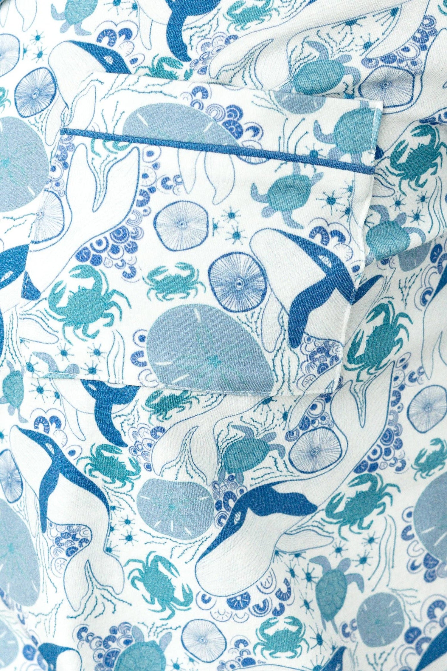 Denim Sea Life Modal Short PJ Set: S