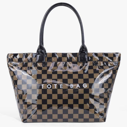Large shoulder Waterproof Tote Bag | 40P607: Checker Black