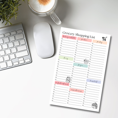 Grocery Shopping List: 50-Page Notepad