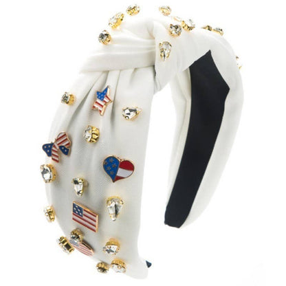4TH OF JULY FLAG STAR RHINESTONE STUD HEADBAND | 40HB165: Blue