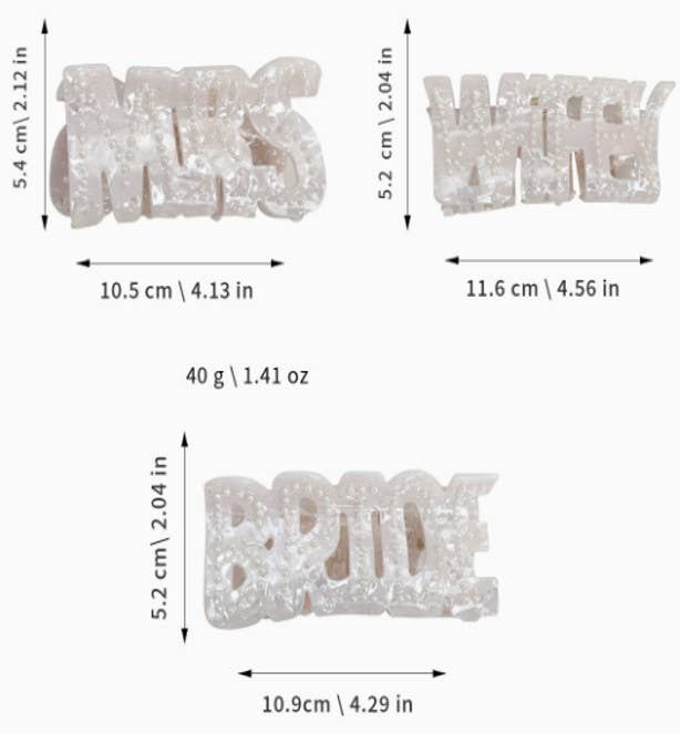 Bride Wifey Mrs Hair Claw Clips | 40H1096: WIFEY