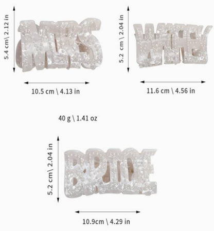 Bride Wifey Mrs Hair Claw Clips | 40H1096: WIFEY