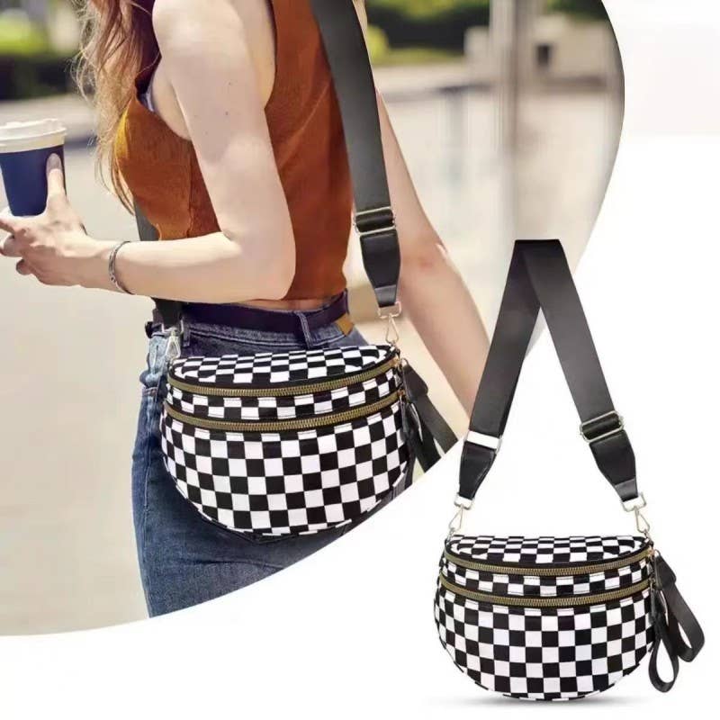 CROSSBODY ZIPPER REMOVAL STRAP SLING BUM BAG | 40P593: Black