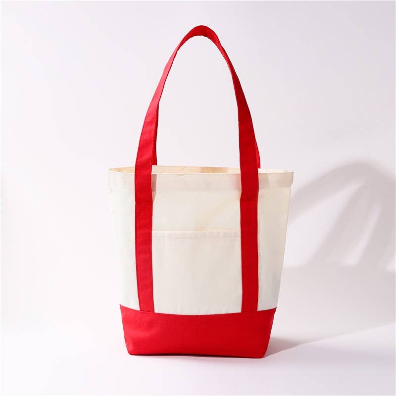 Medium Cotton Canvas Shoulder Tote Bag | 40P612: Lavender