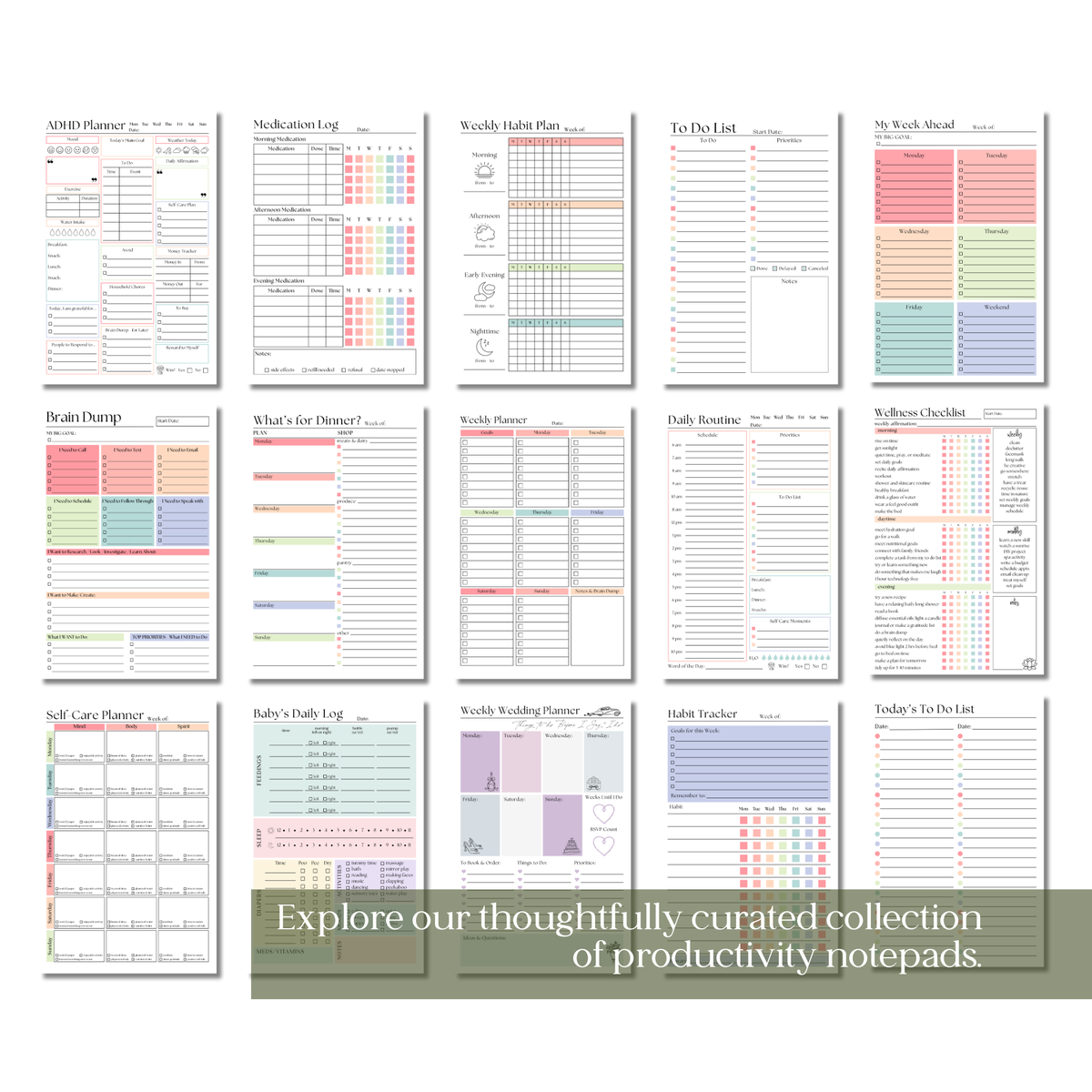 Weekly Self-Care Planner: 50 Page Tear-Off Notepad