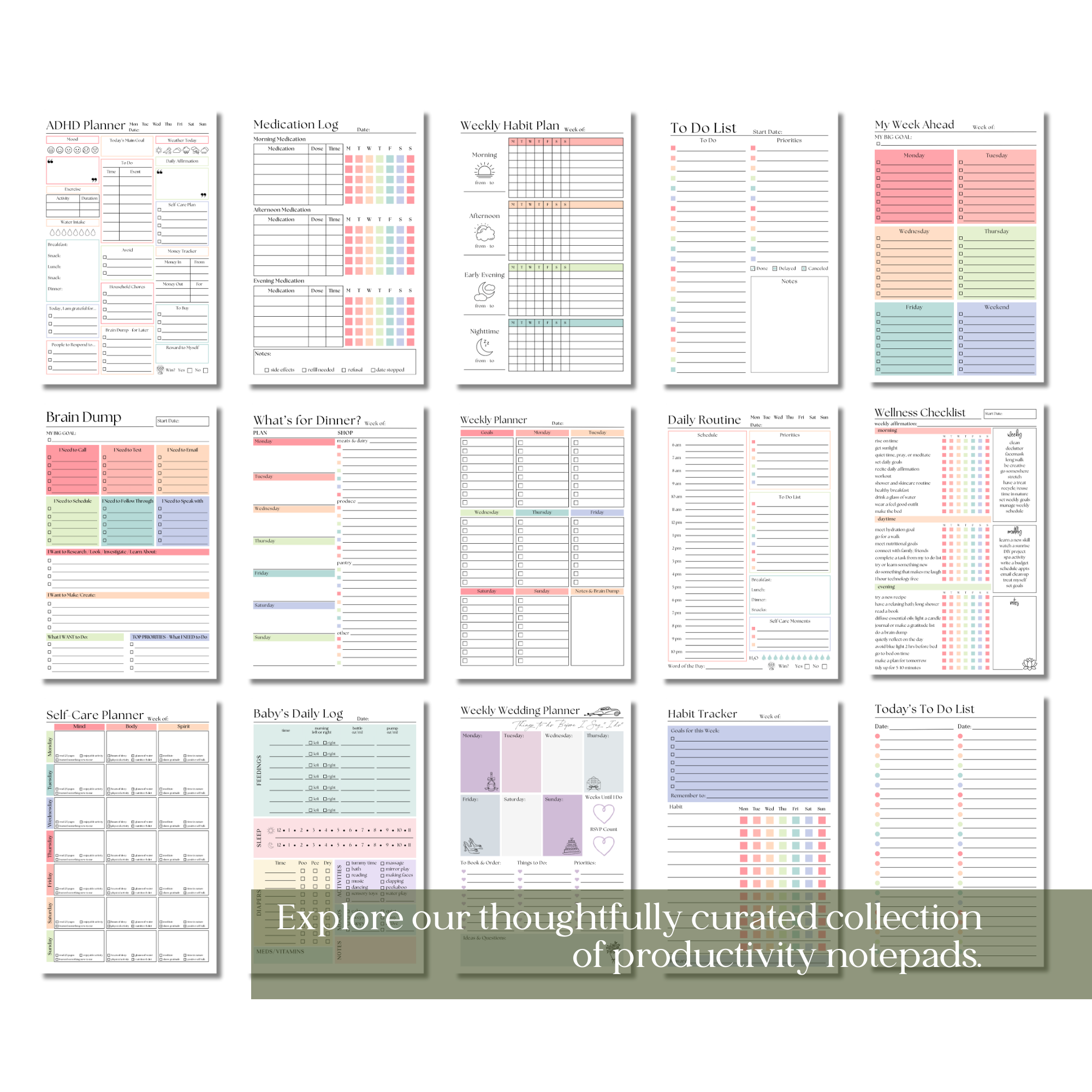 Weekly Self-Care Planner: 50 Page Tear-Off Notepad