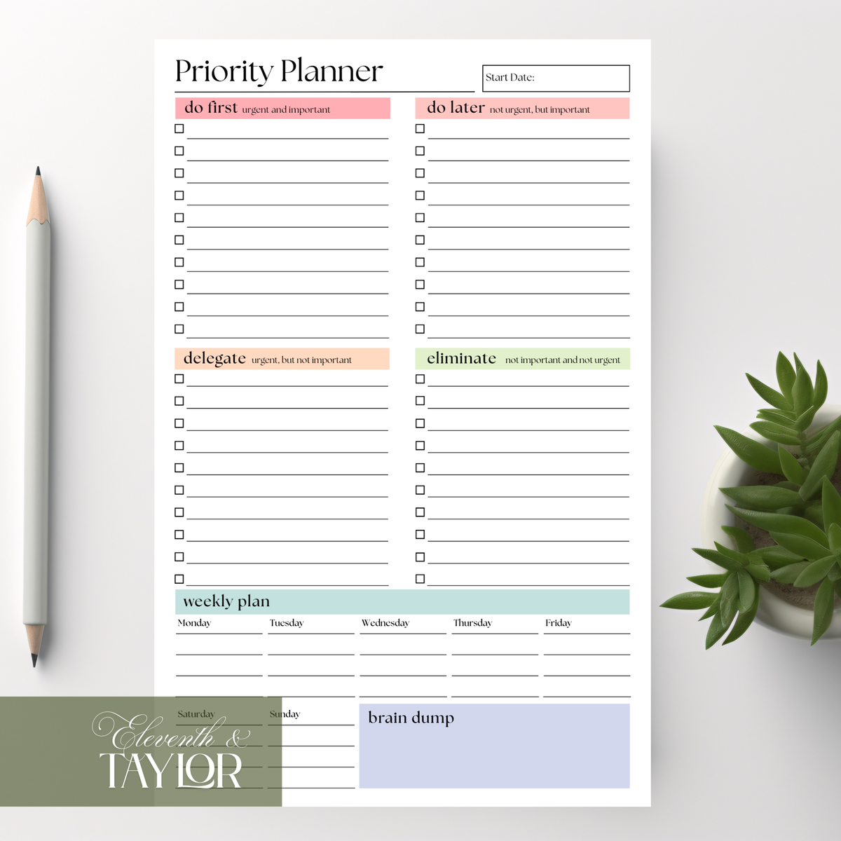 Priority Planner To Do Checklist: 50-Page Tear-Off Notepad