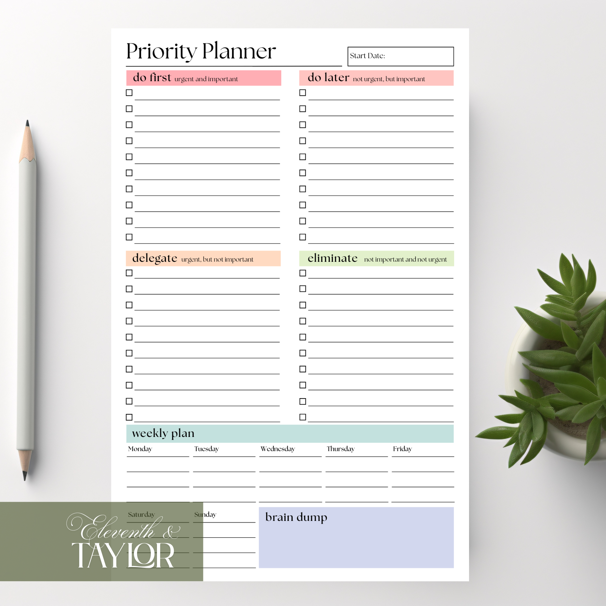 Priority Planner To Do Checklist: 50-Page Tear-Off Notepad