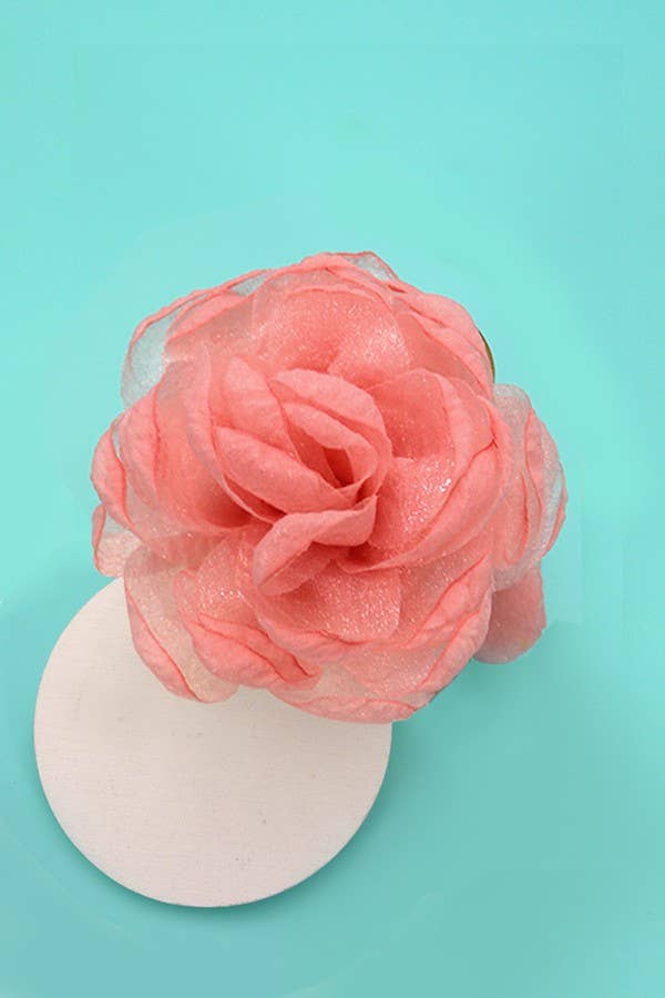 ROSE PETAL SHEER FABRIC HAIR CLAW CLIPS | 40H622: OFF WHITE