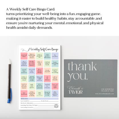 Weekly Self-Care BINGO Planner: 50 Page Tear-Off Notepad