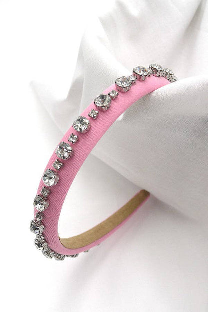 RHINESTONE EMBELLISHED PUFFED HEADBAND | 40HB118: PINK