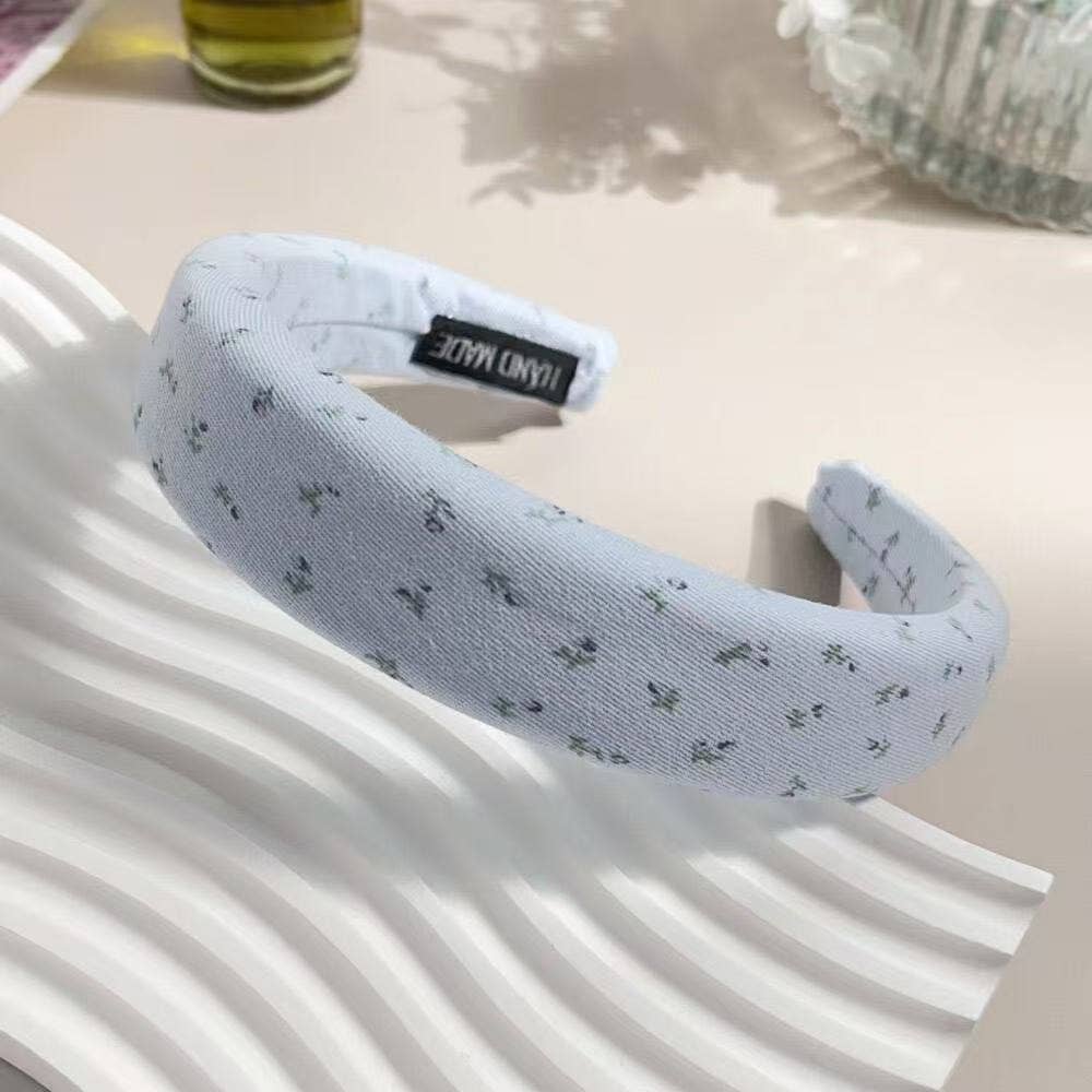 FLORAL PUFFED SPA HEADBAND HAIR BAND | 40HB197: Blue