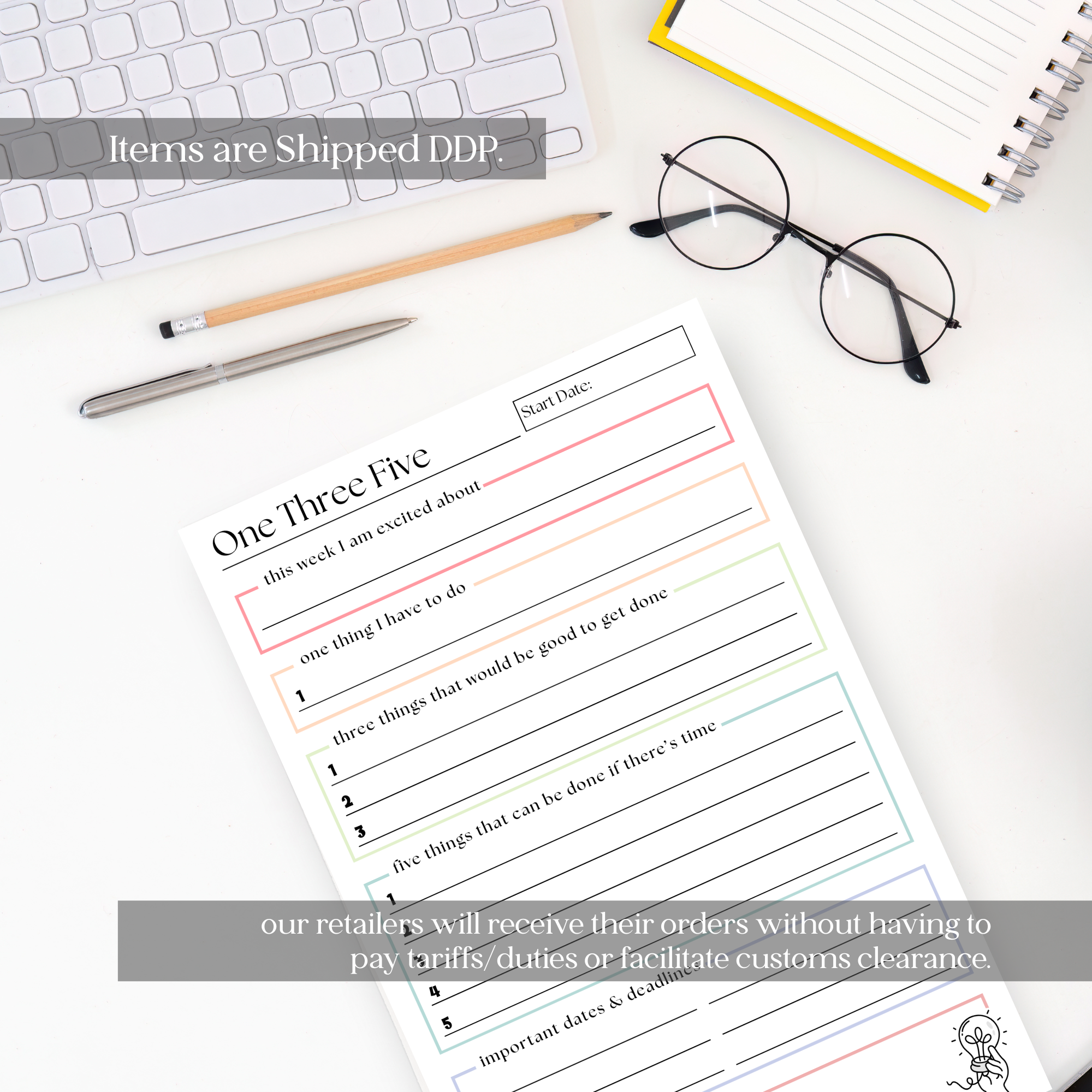 One Three Five Weekly Organizer and Planner: 50-Page Notepad
