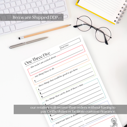 One Three Five Weekly Organizer and Planner: 50-Page Notepad