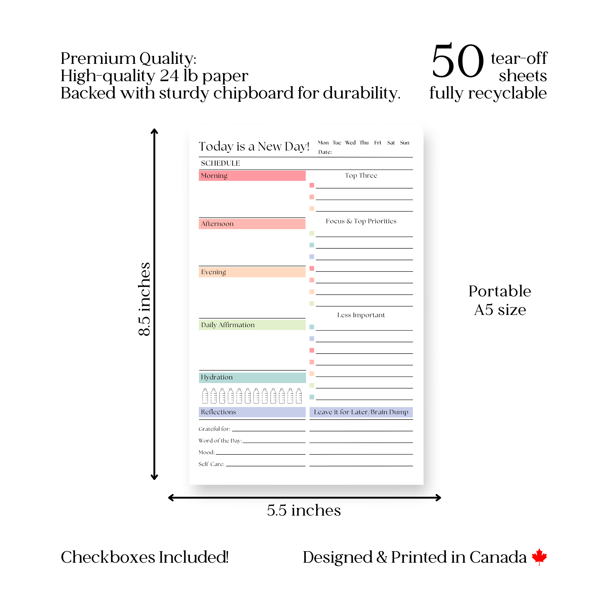 Daily To-Do List and Schedule: 50 Page Tear-Off Notepad