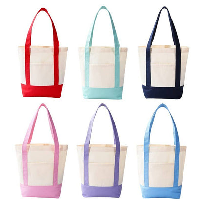 Medium Cotton Canvas Shoulder Tote Bag | 40P612: Blue