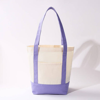 Medium Cotton Canvas Shoulder Tote Bag | 40P612: Blue