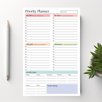 Priority Planner To Do Checklist: 50-Page Tear-Off Notepad