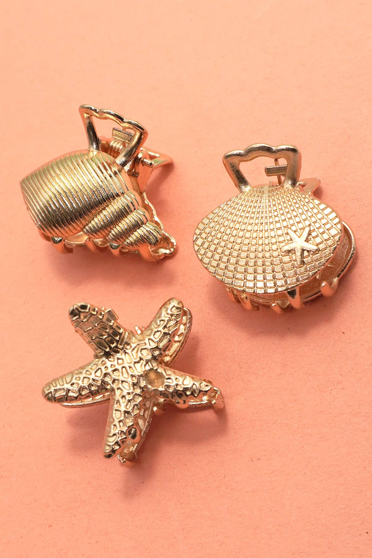 Gold-Tone Nautical Mini Hair Claw Clip 3 Pcs Set | 40H1075: SET