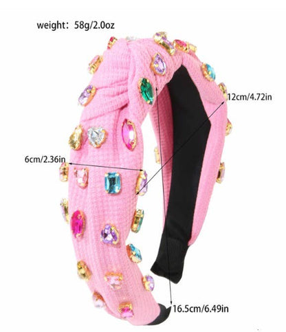 RHINESTONE WIDE KNOTTED HEADBAND | 40HB148: Peach