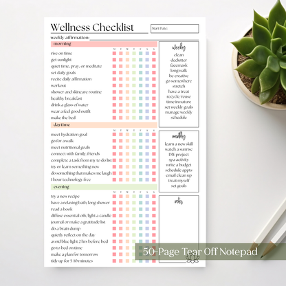 Weekly Self-Care Planner: 50 Page Tear-Off Notepad