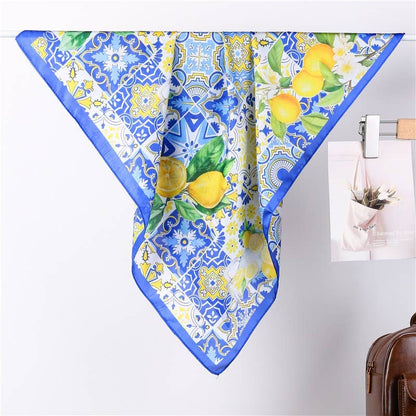 Lemon &amp; Tile Daisy Silky Feel Bandana Scarf | 40SC721: Blue