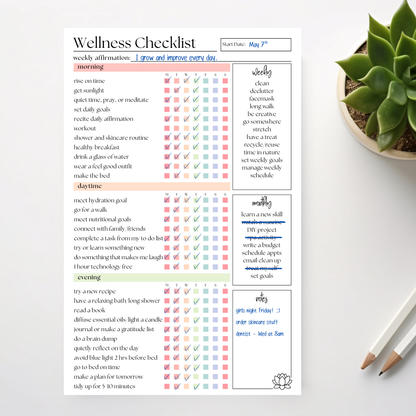 Weekly Self-Care Planner: 50 Page Tear-Off Notepad