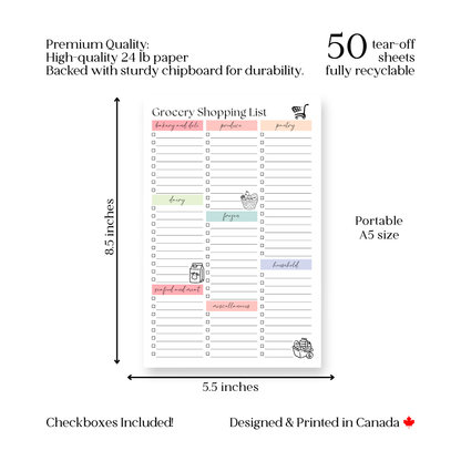 Grocery Shopping List: 50-Page Notepad