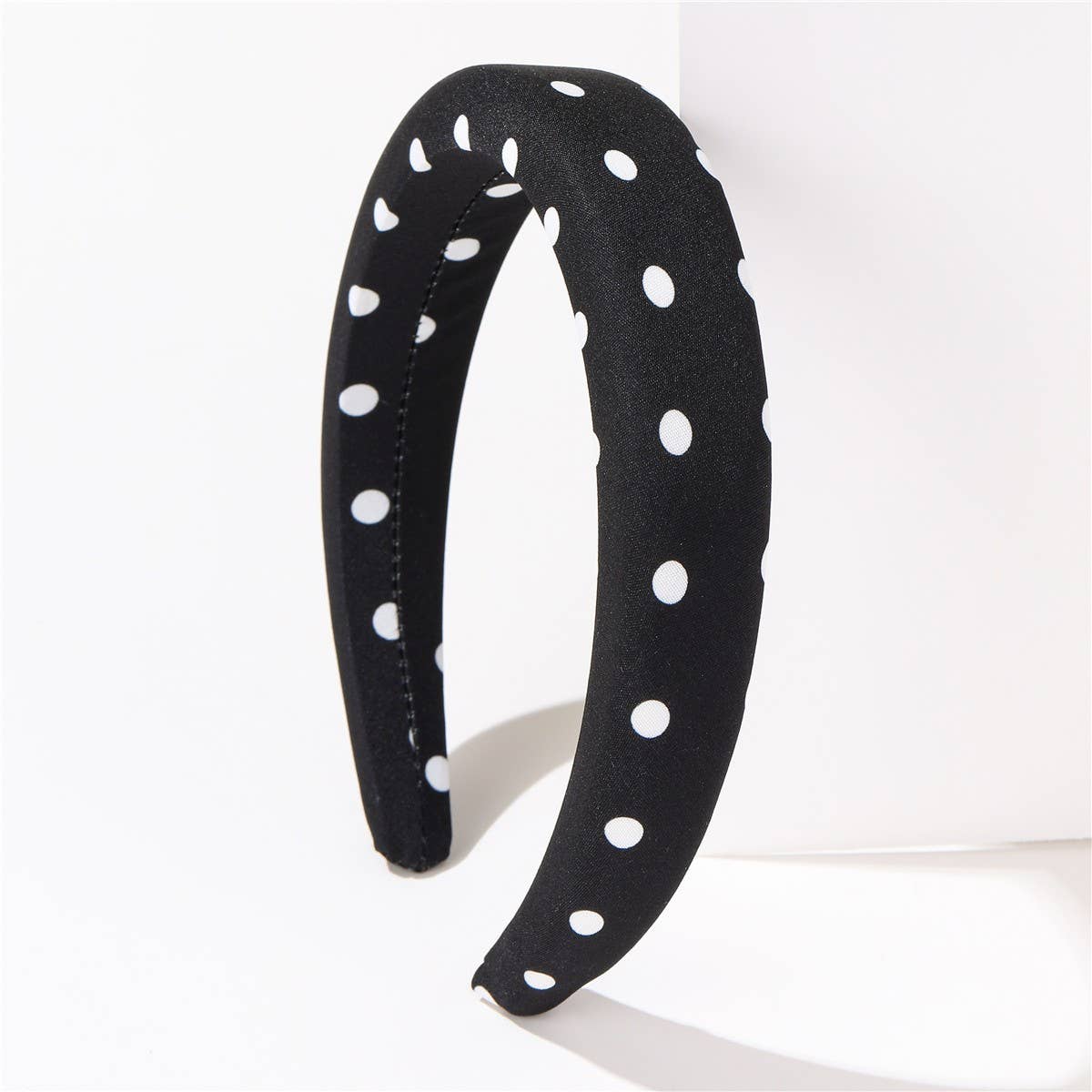 POKA DOT PUFFED SPA HEADBAND HAIR BAND | 40HB189: Black