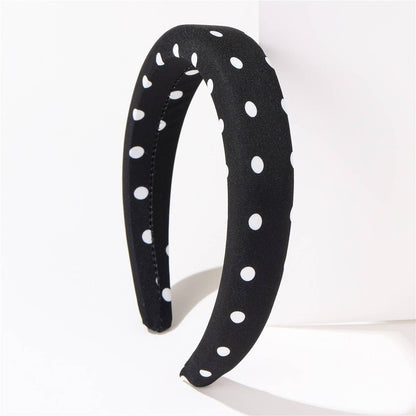 POKA DOT PUFFED SPA HEADBAND HAIR BAND | 40HB189: Black