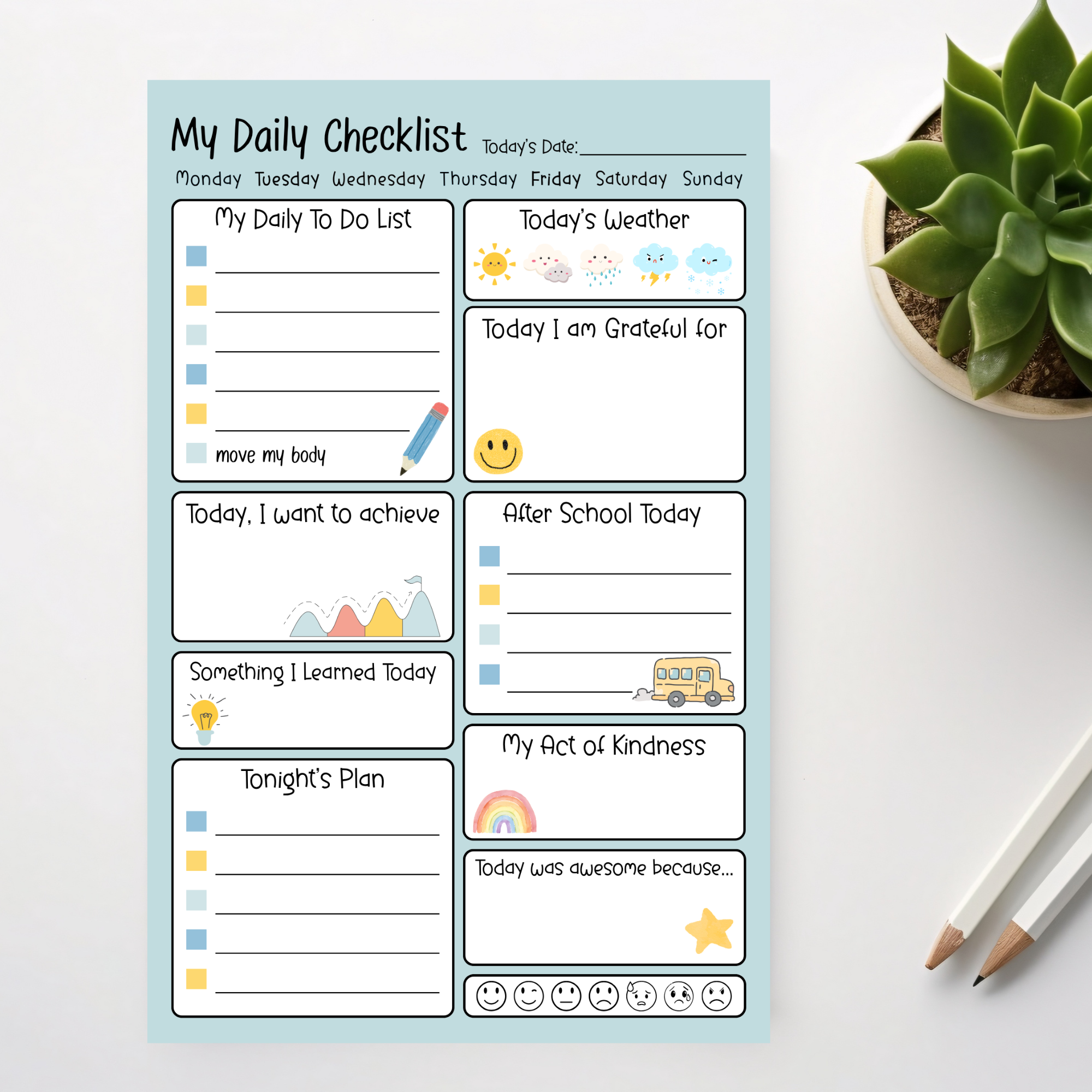 Kids Daily Activity Checklist: 50-Page Notepad