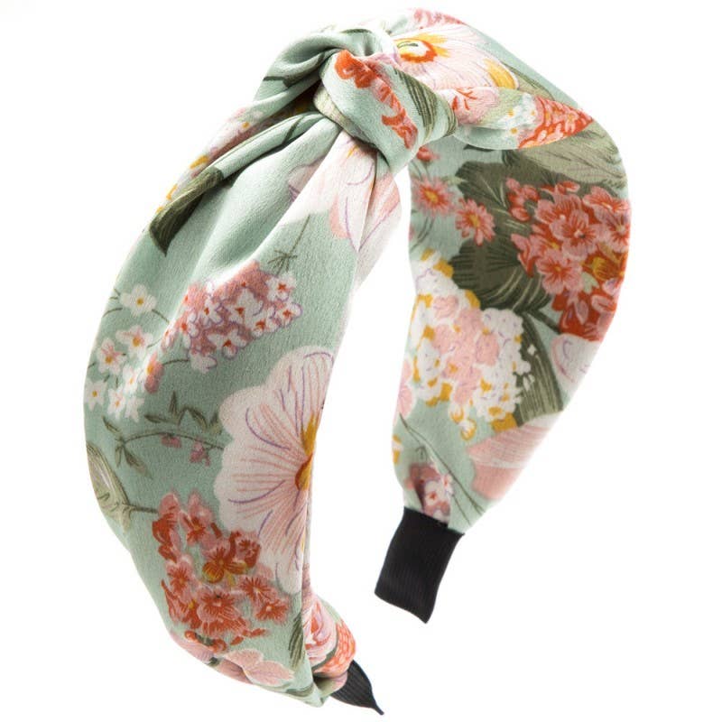 FLORAL TOILE PATTERN VINTAGE HAIR BAND HEADBAND | 40HB179: MINT