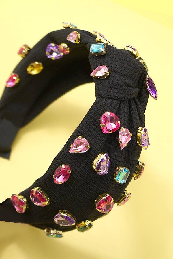 RHINESTONE WIDE KNOTTED HEADBAND | 40HB148: Peach