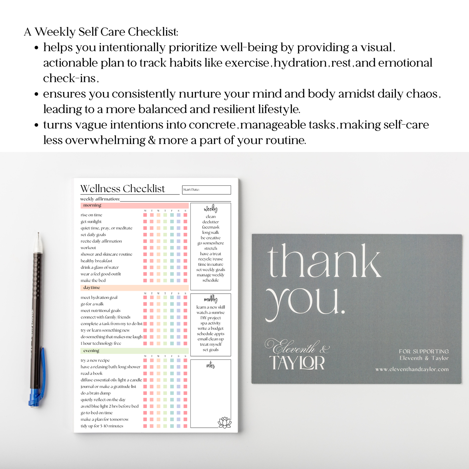 Weekly Self-Care Planner: 50 Page Tear-Off Notepad