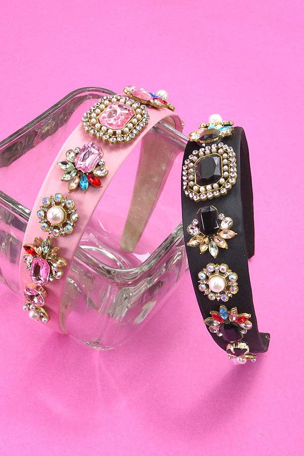 RHINESTONE EMBELLISHED HEADBAND | 40HB117: BLACK