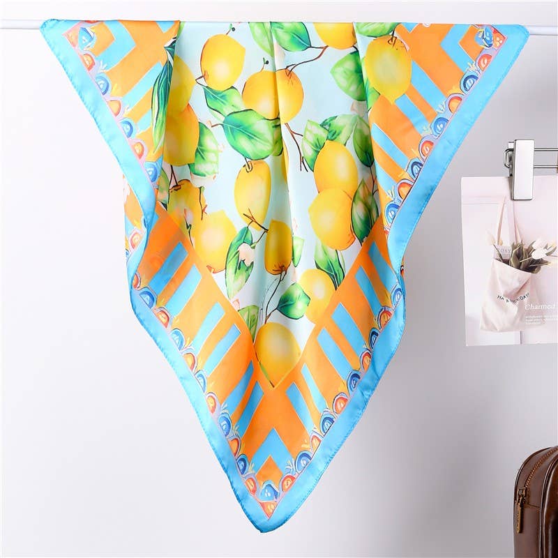Sun-Drenched Lemon Orchard SilkyFeel Bandana Scarf | 40SC724: Lemon